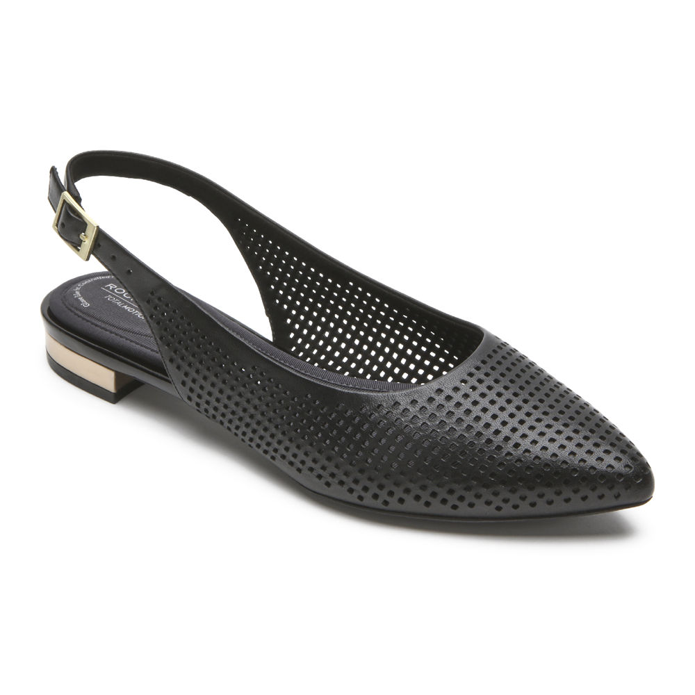 Rockport Womens Flats Black - Total Motion Adelyn Slingback - UK 679-RMIEFK